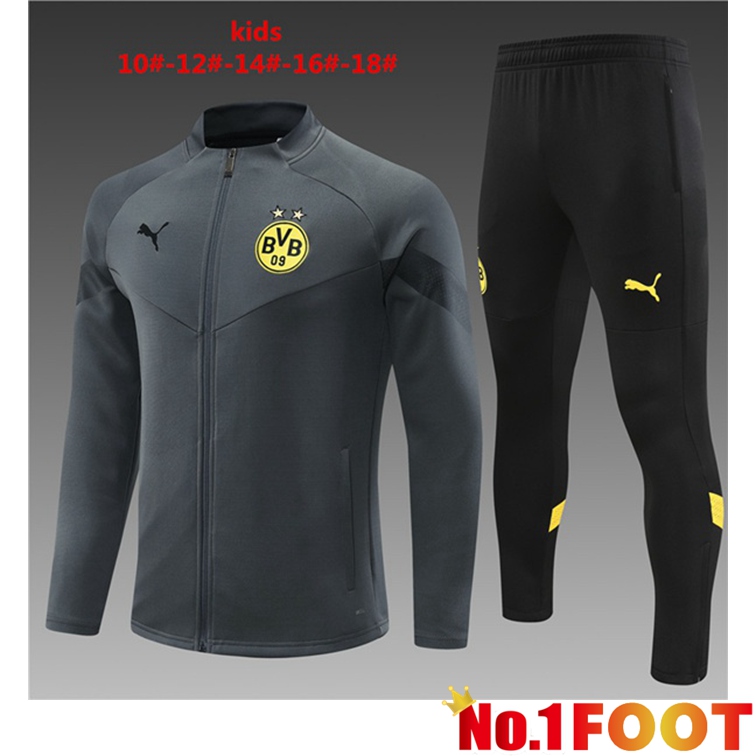 Dortmund BVB Kids Training Jacket Suit Gray 2022-2023