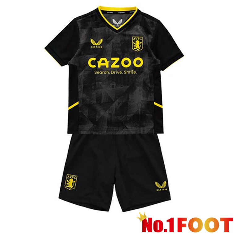 Aston Villa Kids Soccer Jerseys Third Black 2022-2023