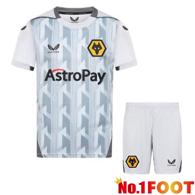 Wolves Kids Soccer Jerseys Third White Gray 2022-2023