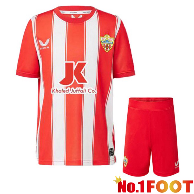 UD Almeria Kids Soccer Jerseys Home Red White 2022-2023