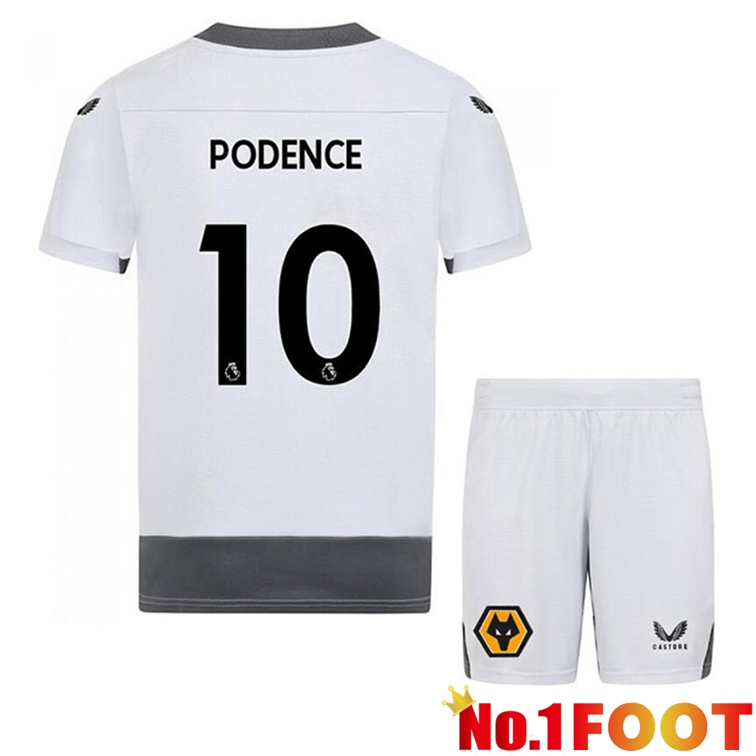 Wolves (PODENCE 10) Kids Soccer Jerseys Third White Gray 2022-2023