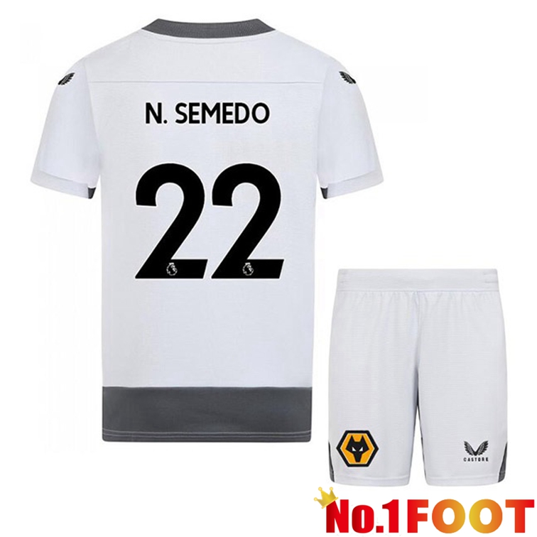 Wolves (N. SEMEDO 22) Kids Soccer Jerseys Third White Gray 2022-2023