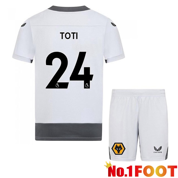 Wolves (TOTI 24) Kids Soccer Jerseys Third White Gray 2022-2023