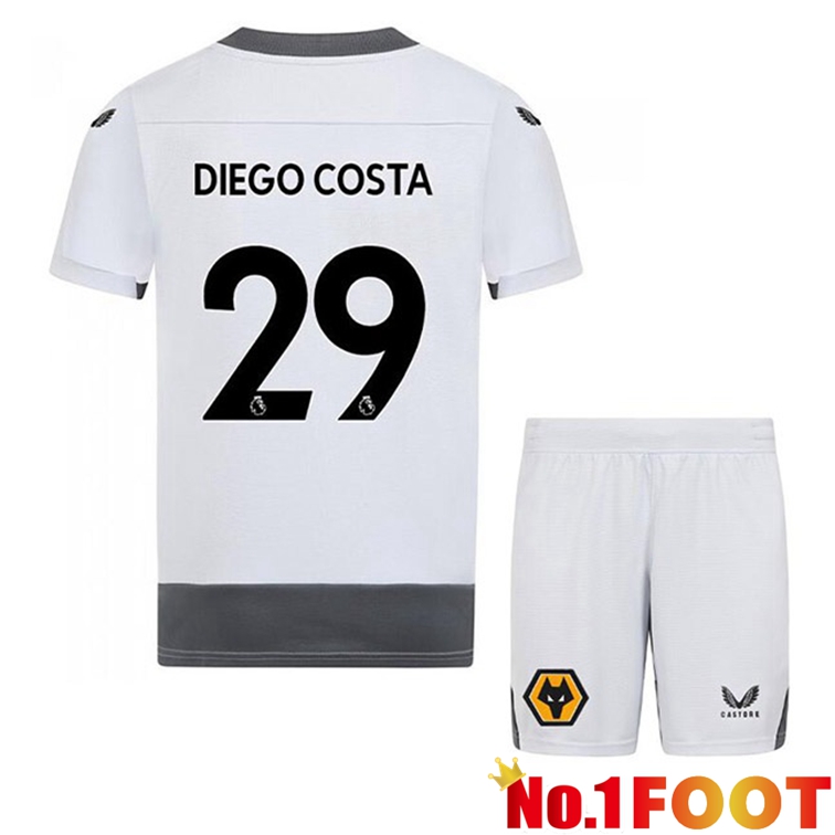 Wolves (DIEGO COSTA 29) Kids Soccer Jerseys Third White Gray 2022-2023