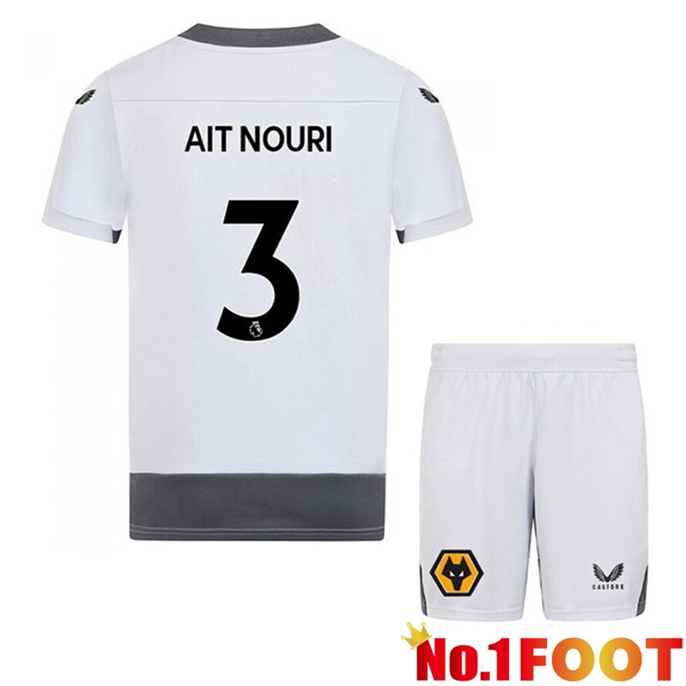 Wolves (AIT-NOURI 3) Kids Soccer Jerseys Third White Gray 2022-2023