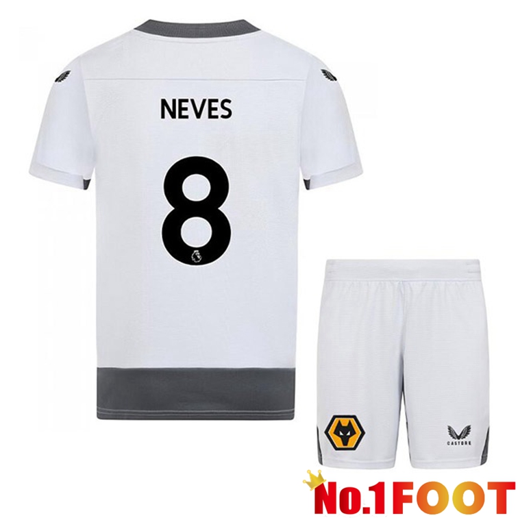 Wolves (NEVES 8) Kids Soccer Jerseys Third White Gray 2022-2023