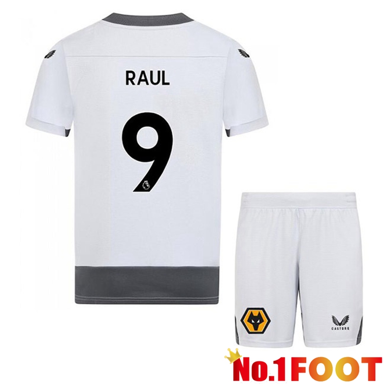 Wolves (RAUL 9) Kids Soccer Jerseys Third White Gray 2022-2023