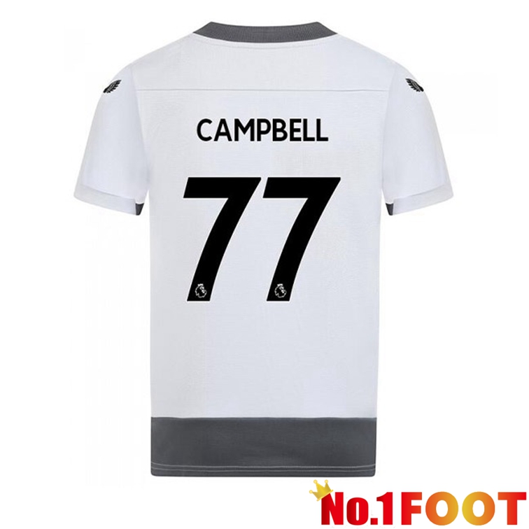 Wolves (CAMPBELL 77) Soccer Jerseys Third White Gray 2022-2023