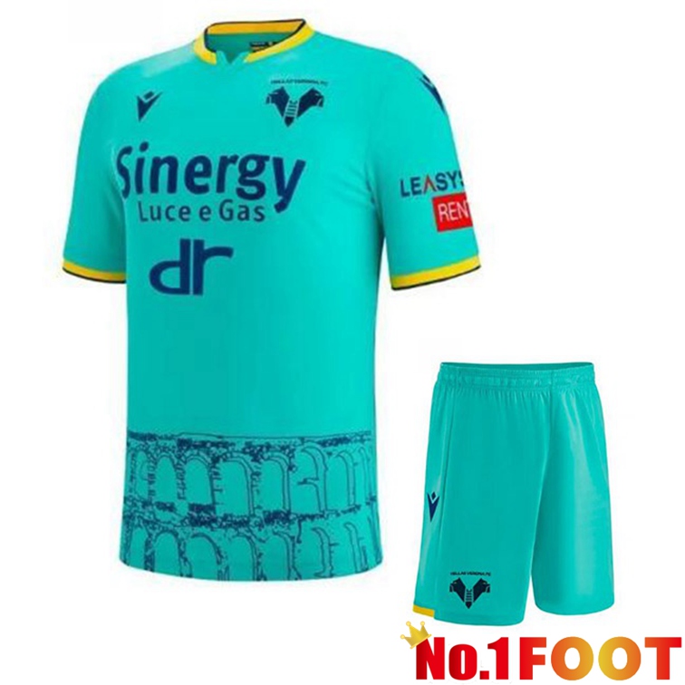 Hellas Verona Kids Soccer Jerseys Third Green 2022-2023