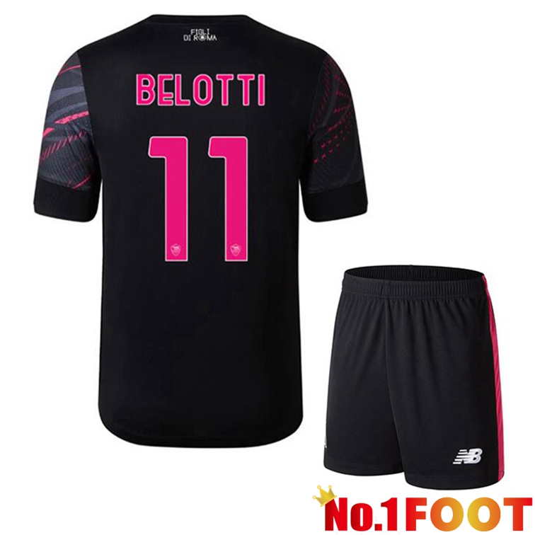 AS Roma (BELOTTI 11) Kids Soccer Jerseys Third Black 2022-2023