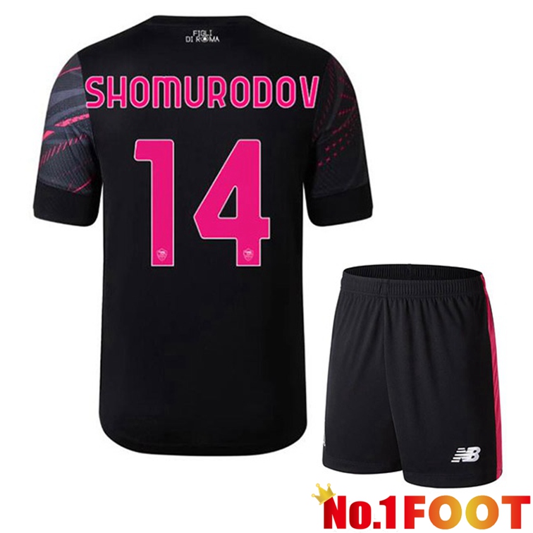 AS Roma (SHOMURODOV 14) Kids Soccer Jerseys Third Black 2022-2023