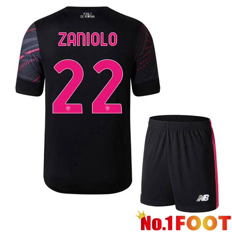 AS Roma (ZANIOLO 22) Kids Soccer Jerseys Third Black 2022-2023