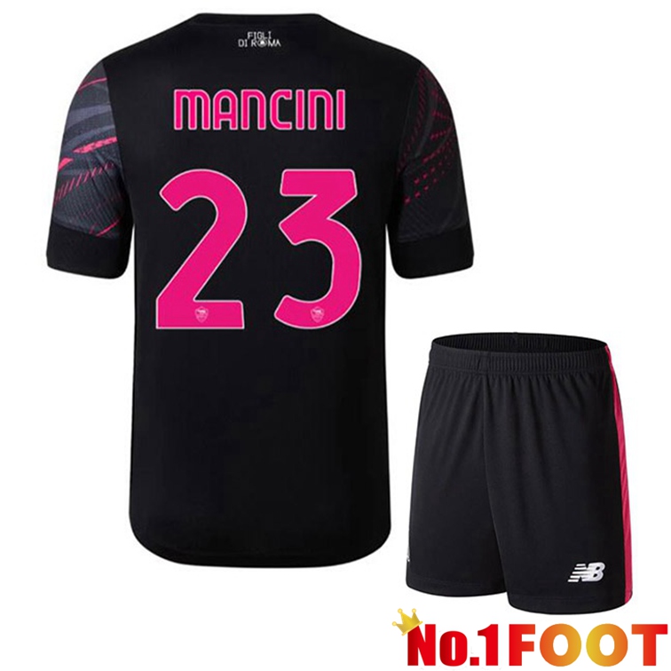 AS Roma (MANCINI 23) Kids Soccer Jerseys Third Black 2022-2023