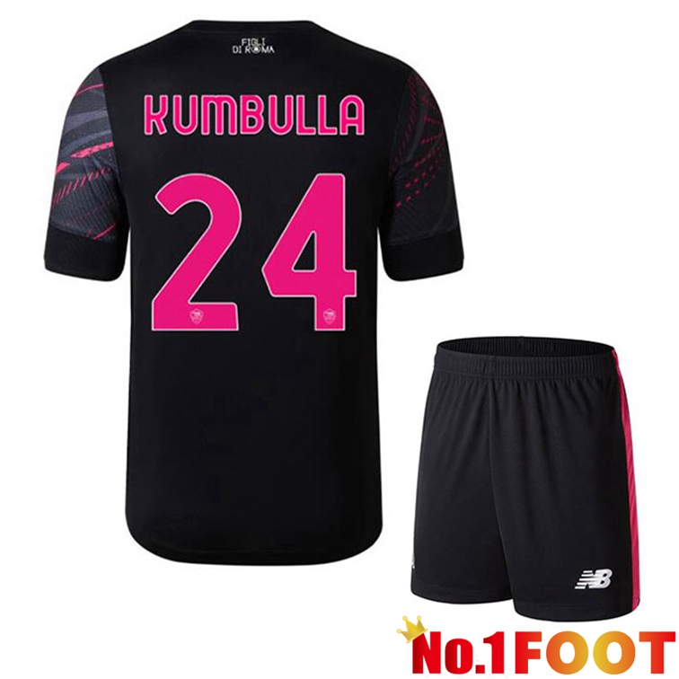 AS Roma (KUMBULLA 24) Kids Soccer Jerseys Third Black 2022-2023