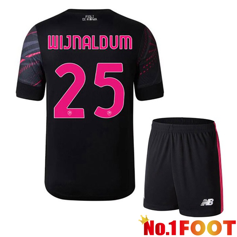 AS Roma (WIJNALDUM 25) Kids Soccer Jerseys Third Black 2022-2023