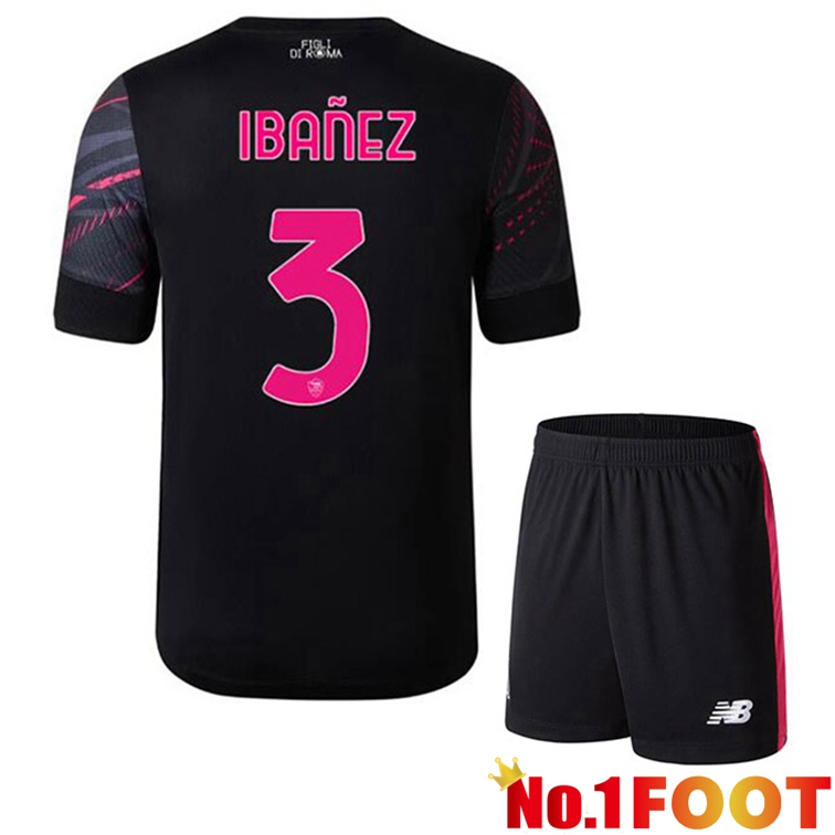 AS Roma (IBAÑEZ 3) Kids Soccer Jerseys Third Black 2022-2023