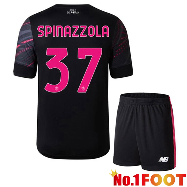 AS Roma (SPINAZZOLA 37) Kids Soccer Jerseys Third Black 2022-2023