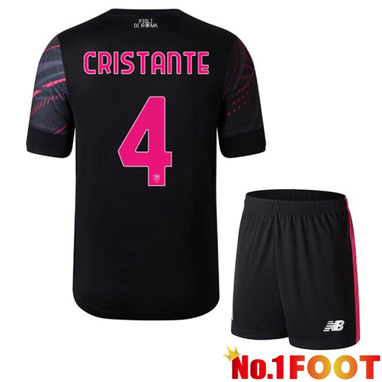 AS Roma (CRISTANTE 4) Kids Soccer Jerseys Third Black 2022-2023