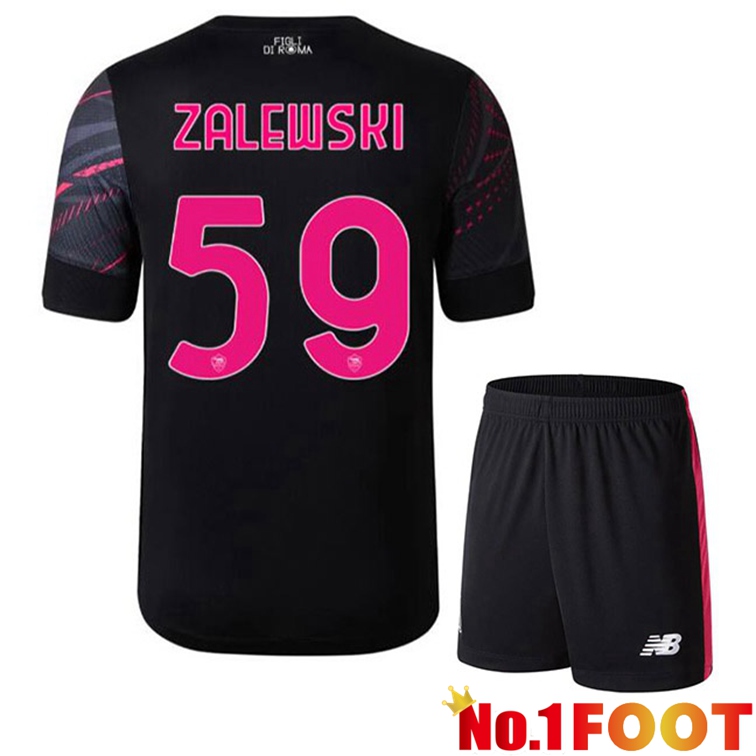 AS Roma (ZALEWSKI 59) Kids Soccer Jerseys Third Black 2022-2023