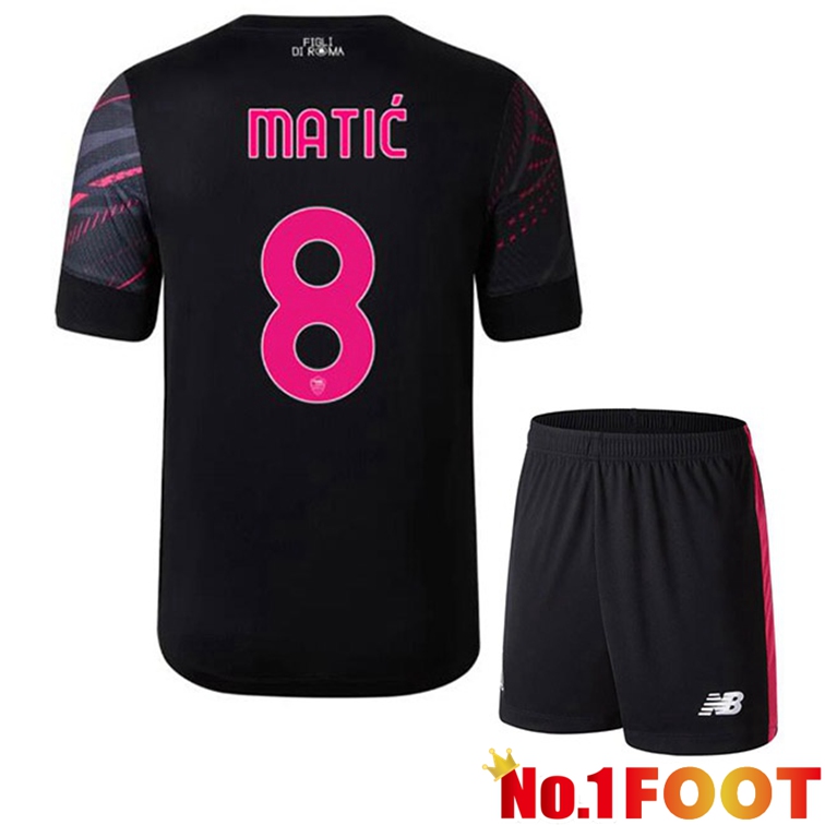 AS Roma (MATIĆ 8) Kids Soccer Jerseys Third Black 2022-2023