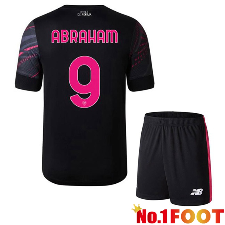 AS Roma (ABRAHAM 9) Kids Soccer Jerseys Third Black 2022-2023