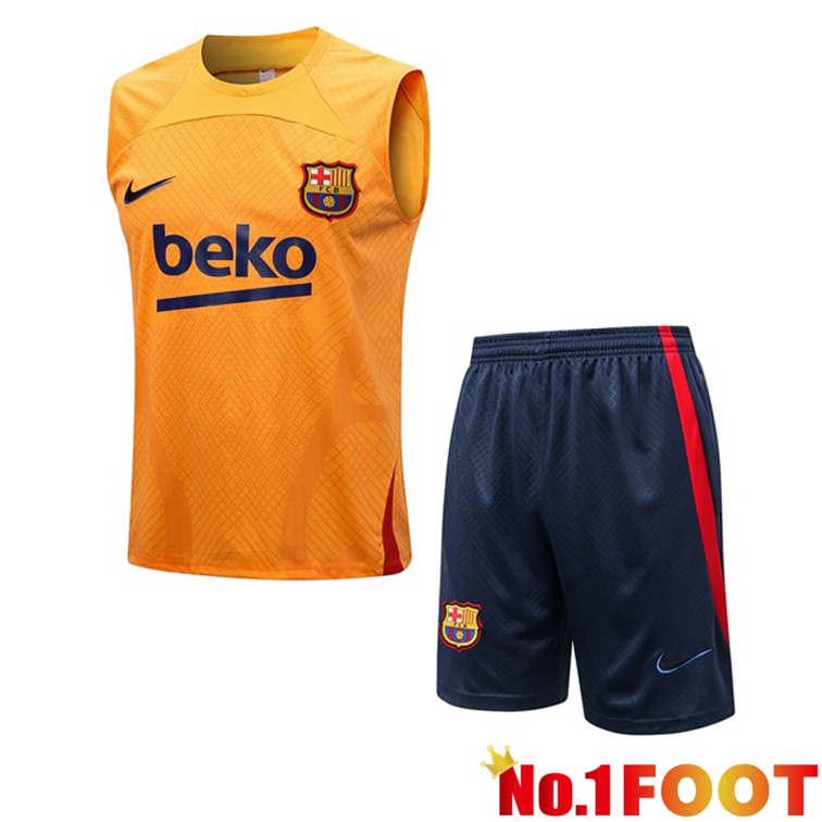 FC Barcelona Soccer Vest + Shorts Orange 2022-2023