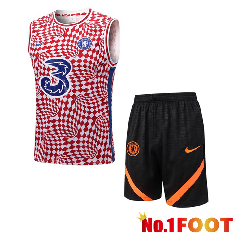 FC Chelsea Soccer Vest + Shorts Red White 2022-2023