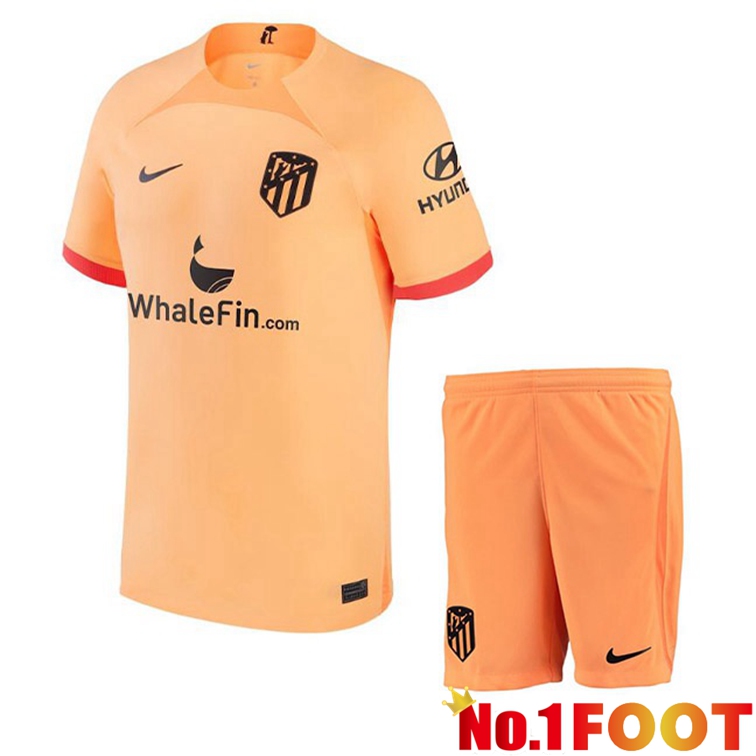 Atletico Madrid Kids Soccer Jerseys Third Orange 2022-2023