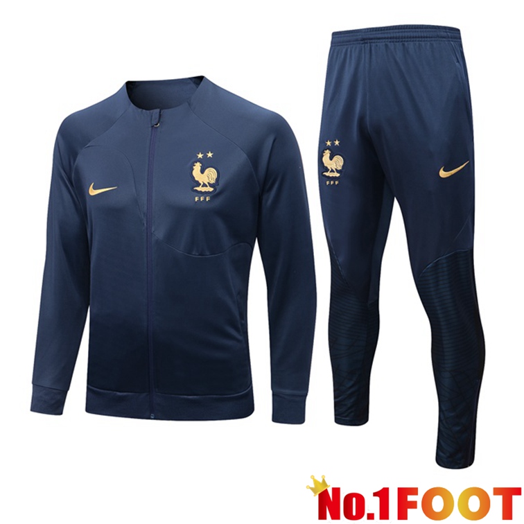 France Training Jacket Suit Blue Royal 2022-2023