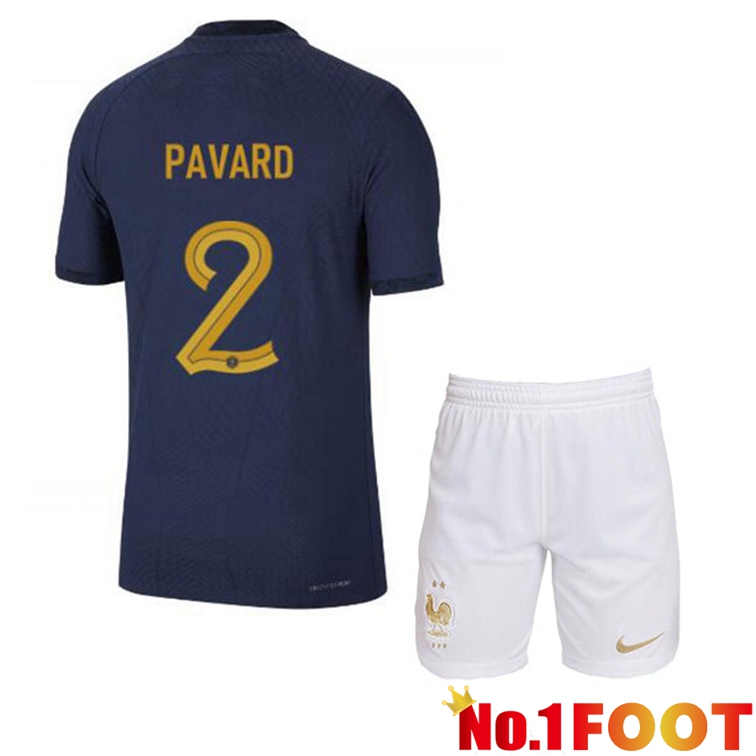 France (PAVARD 2) Kids Soccer Jerseys Home Blue Royal World Cup 2022