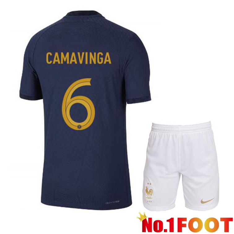 France (CAMAVINGA 6) Kids Soccer Jerseys Home Blue Royal World Cup 2022