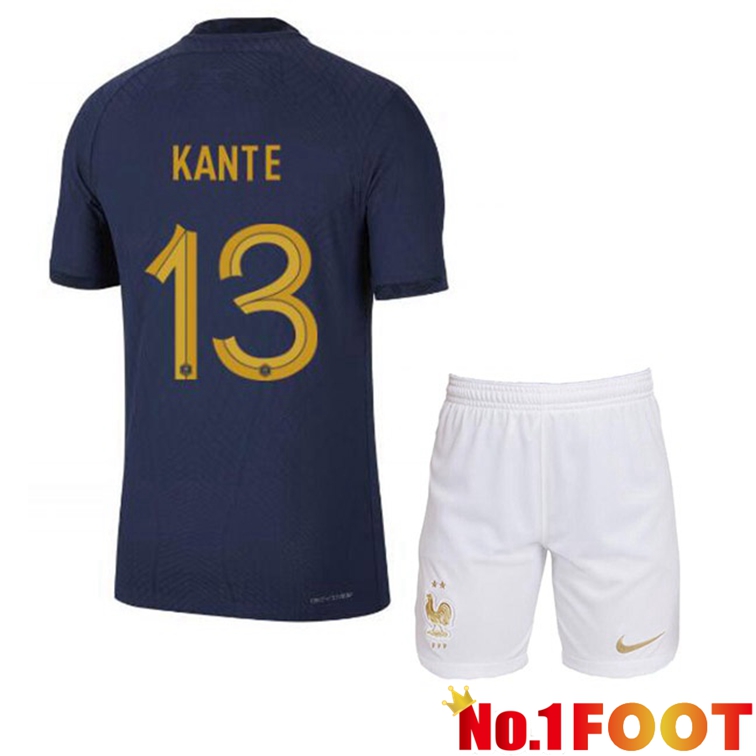 France (KANTE 13) Kids Soccer Jerseys Home Blue Royal World Cup 2022