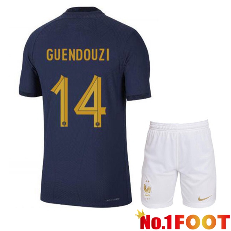 France (GUENDOUZI 14) Kids Soccer Jerseys Home Blue Royal World Cup 2022