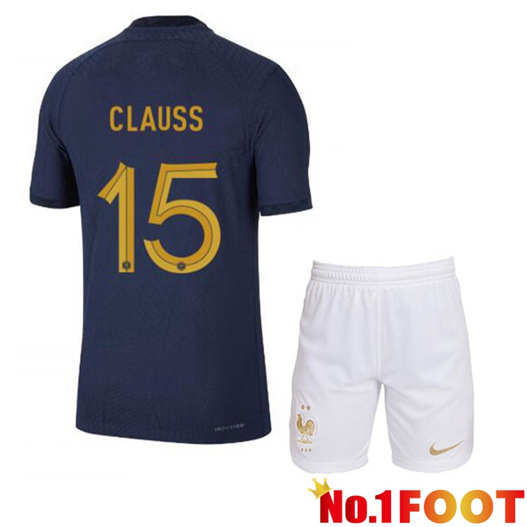 France (CLAUSS 15) Kids Soccer Jerseys Home Blue Royal World Cup 2022