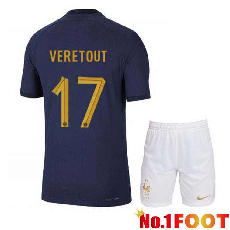 France (VERETOUT 17) Kids Soccer Jerseys Home Blue Royal World Cup 2022