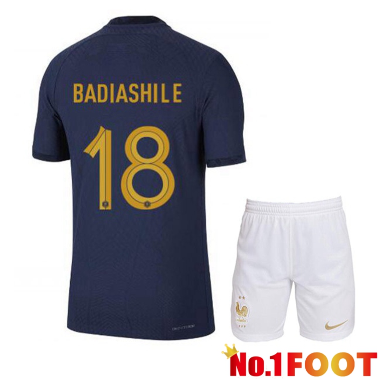 France (BADIASHILE 18) Kids Soccer Jerseys Home Blue Royal World Cup 2022