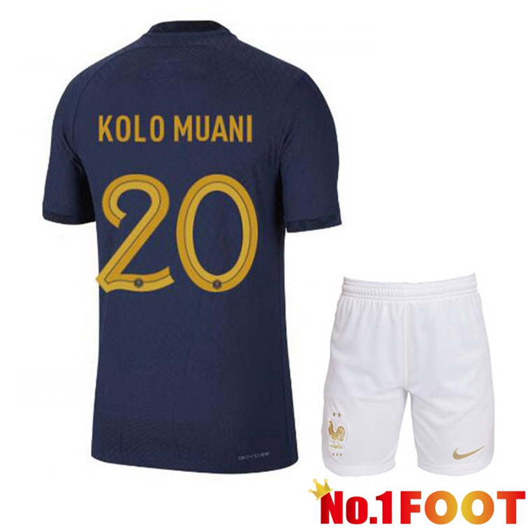 France (KOLO MUANI 20) Kids Soccer Jerseys Home Blue Royal World Cup 2022