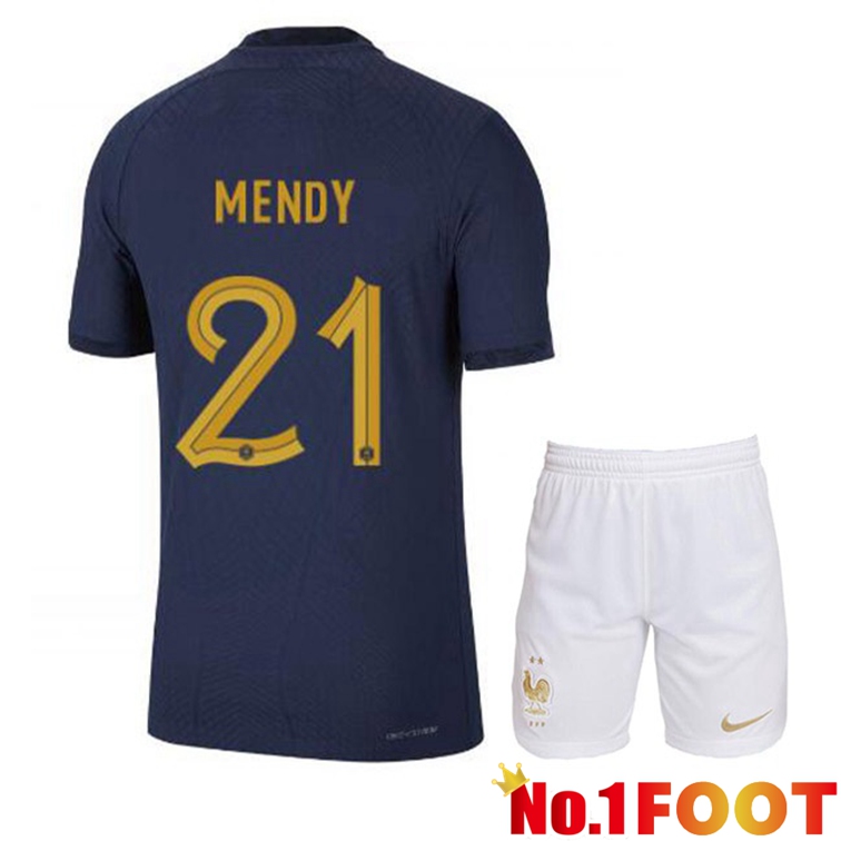 France (MENDY 21) Kids Soccer Jerseys Home Blue Royal World Cup 2022