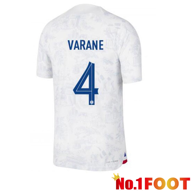 France (VARANE 4) Soccer Jerseys Away White World Cup 2022