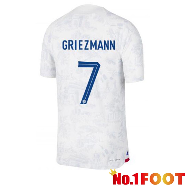 France (GRIEZMANN 7) Soccer Jerseys Away White World Cup 2022