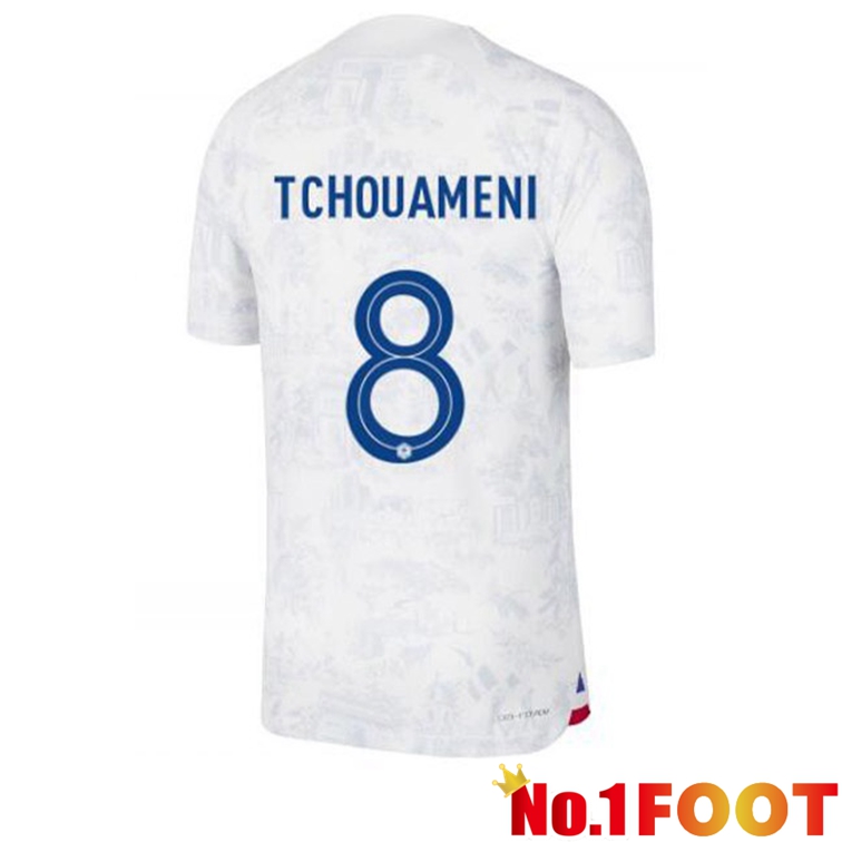 France (TCHOUAMENI 8) Soccer Jerseys Away White World Cup 2022