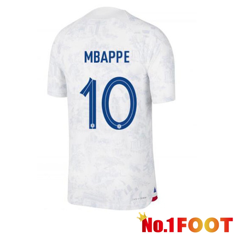 France (MBAPPE 10) Soccer Jerseys Away White World Cup 2022