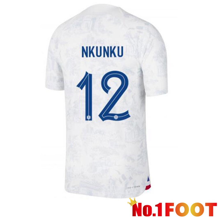 France (NKUNKU 12) Soccer Jerseys Away White World Cup 2022