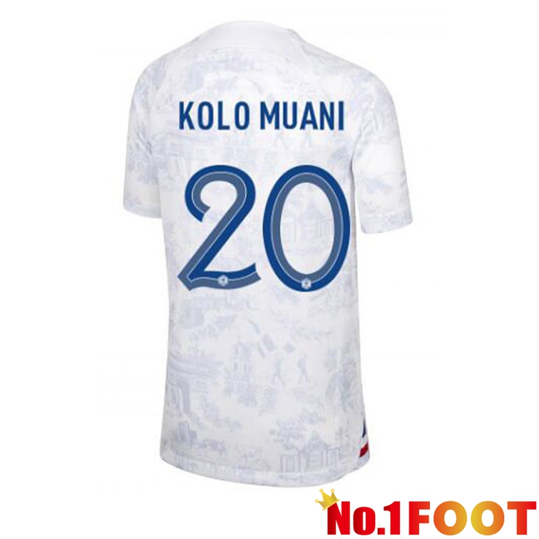 France (KOLO MUANI 20) Soccer Jerseys Away White World Cup 2022