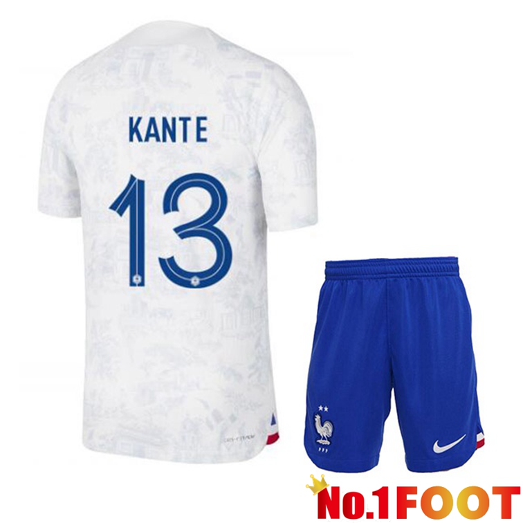 France (KANTE 13) Kids Soccer Jerseys Away White World Cup 2022