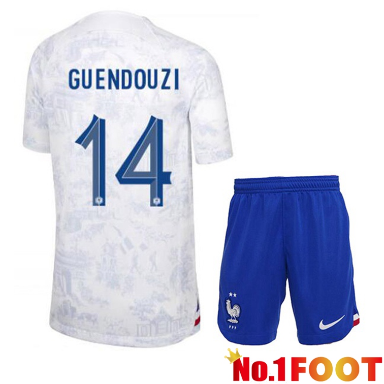 France (GUENDOUZI 14) Kids Soccer Jerseys Away White World Cup 2022