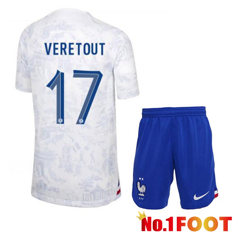 France (VERETOUT 17) Kids Soccer Jerseys Away White World Cup 2022