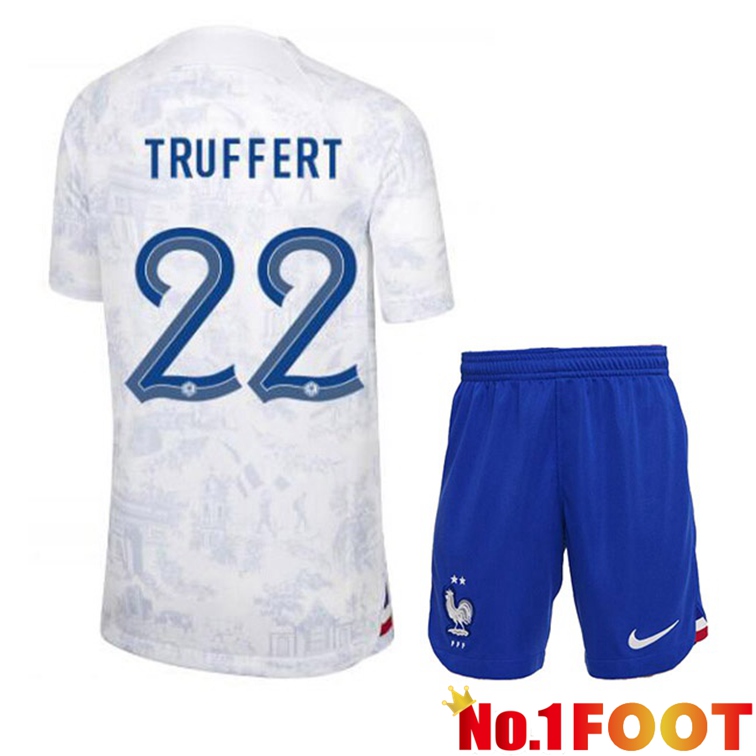 France (TRUFFERT 22) Kids Soccer Jerseys Away White World Cup 2022