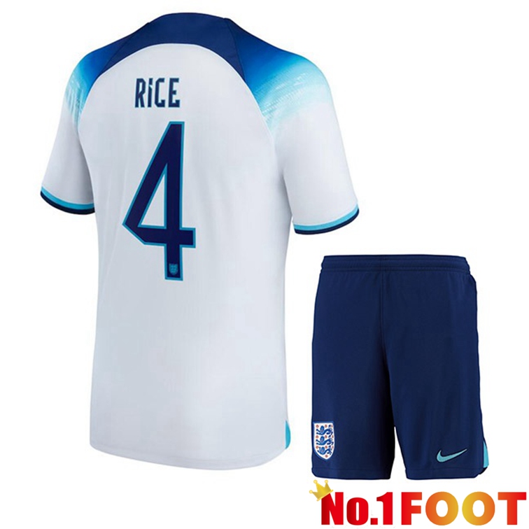 England (RICE 4) Kids Soccer Jerseys Home White World Cup 2022