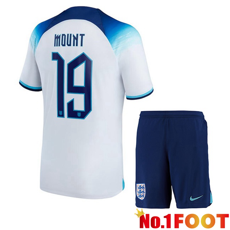 England (MOUNT 19) Kids Soccer Jerseys Home White World Cup 2022